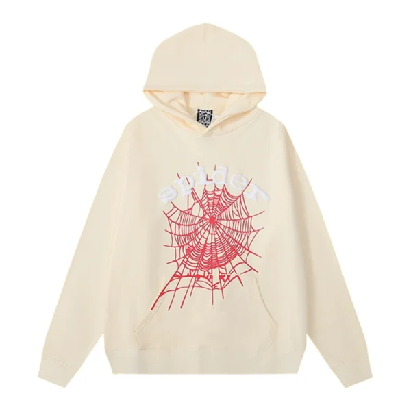 Sp5der Logo Hoodie Cream