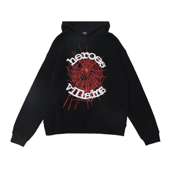 Sp5der x Heroes and Villains Hoodie Black