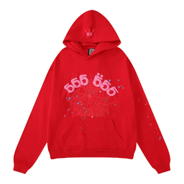 Sp5der Worldwide Red Angel Number 555 Hoodie